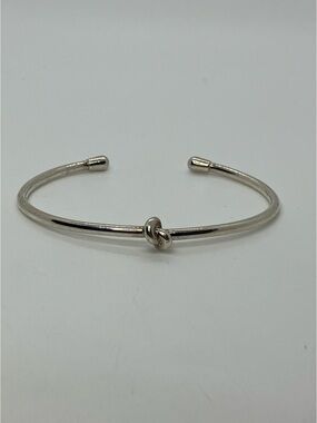 Vtg 925 Infinity Knot Hollow Tube Sterling Silver Bangle Cuff Bracelet MJI Italy